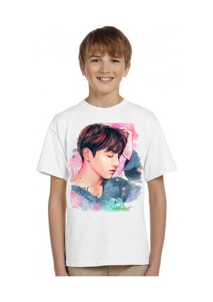 Bts Jungkook Çocuk Beyaz Tshirt