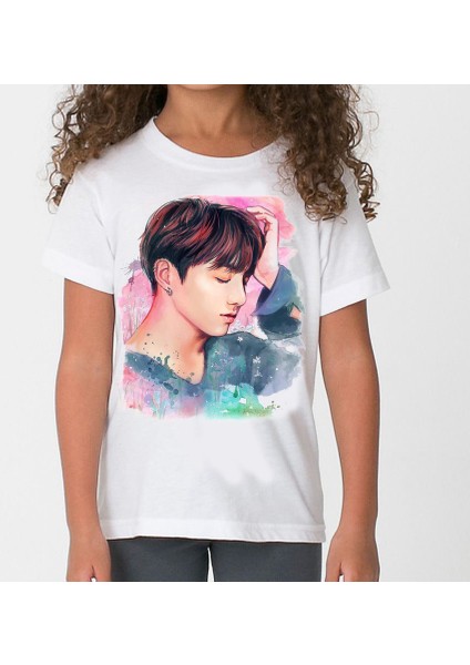 Bts Jungkook Çocuk Beyaz Tshirt