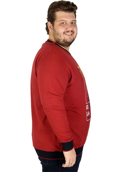 Büyük Beden Erkek Sweatshirt Beach City 19136 Bordo fırsatları