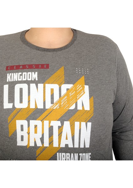 Büyük Beden Erkek Sweatshirt London Britain 19133 Antramelanj fiyatları