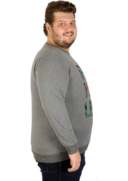 Büyük Beden Erkek Sweatshirt Push Your Limit 19134 Antramelanj