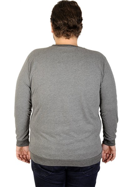 Büyük Beden Erkek Sweatshirt Push Your Limit 19134 Antramelanj