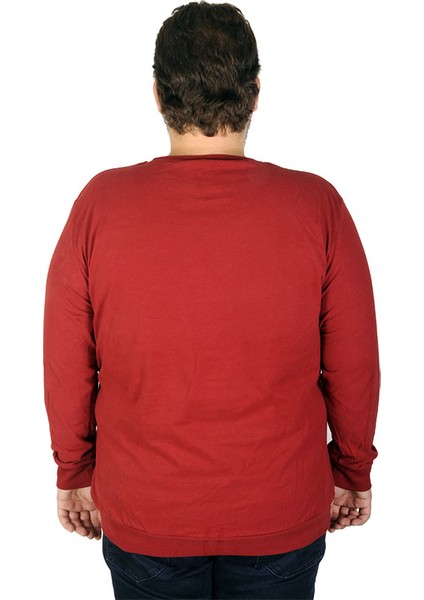 Büyük Beden Erkek Sweatshirt Push Your Limit 19134 Bordo