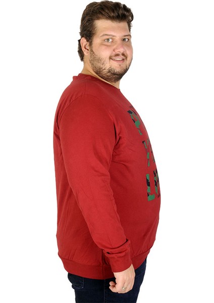 Büyük Beden Erkek Sweatshirt Push Your Limit 19134 Bordo