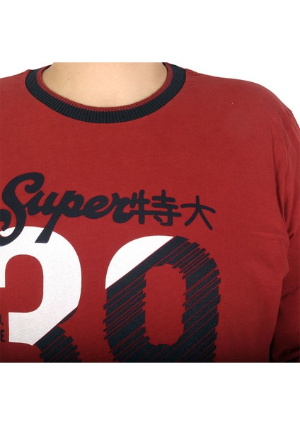 Büyük Beden Erkek Sweatshirt Thirty Nine 19135 Bordo