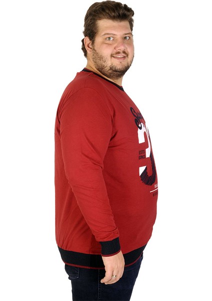 Büyük Beden Erkek Sweatshirt Thirty Nine 19135 Bordo