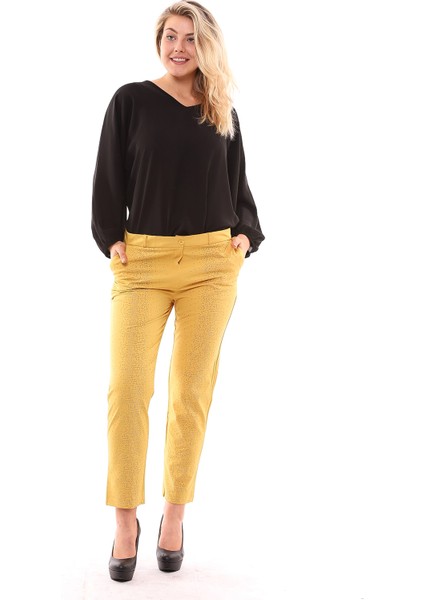 Kadın 19020 19003Taşlı Modeli Bilekte Atlas Kumaş Pantolon