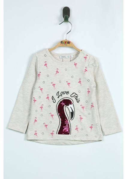 Kız Bebek Flamingo Nakışlı Sweatshirt