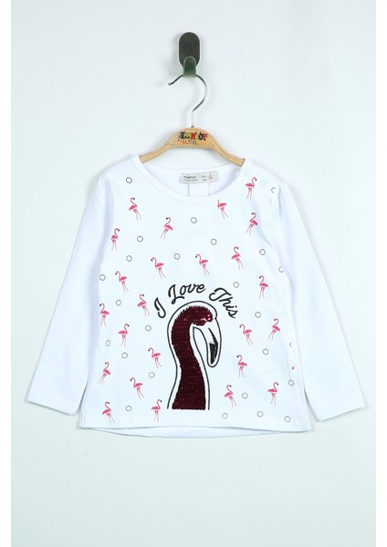 Kız Bebek Flamingo Nakışlı Sweatshirt