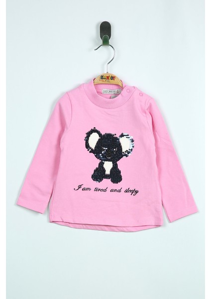 Kız Bebek Panda Nakışlı Sweatshirt