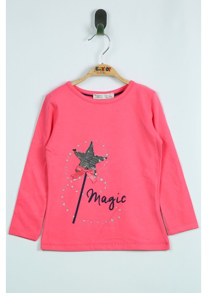 Kız Çocuk Pullu Yıldız Nakışlı Sweatshirt