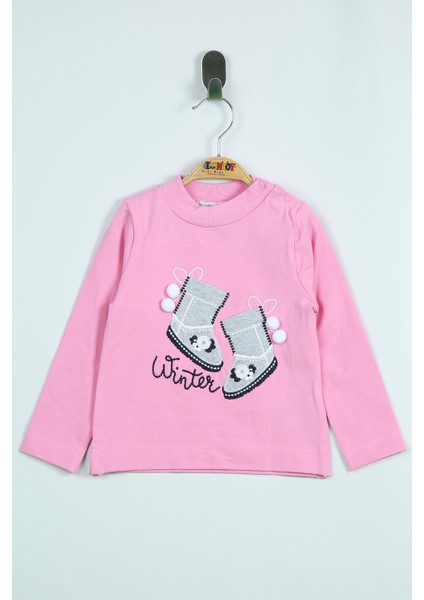 Kız Bebek Ayakkabı Nakışlı Sweatshirt