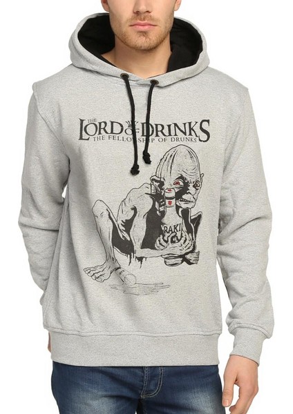 Lord Of The Rings Gri Kapüşonlu Erkek Sweatshirt