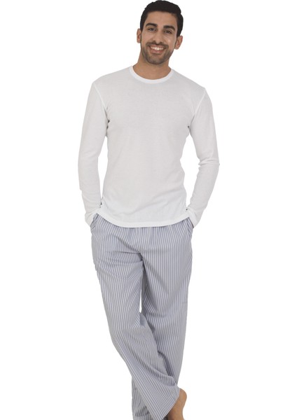 Thedon Beyaz Renk Ribana Erkek Pijama Takımı