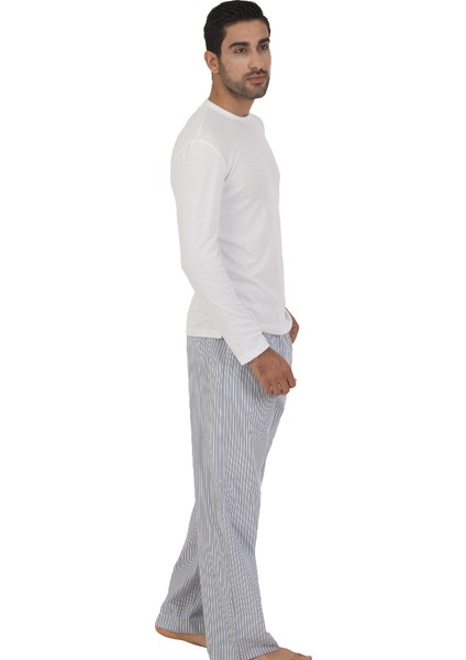 Thedon Beyaz Renk Ribana Erkek Pijama Takımı
