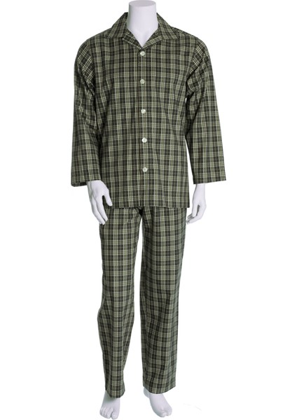 Koyu Yeşil Kareli Poplin Erkek Pijama Takımı