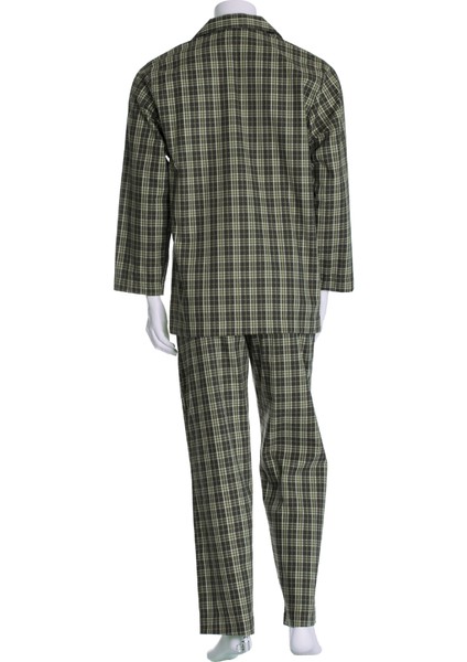 Koyu Yeşil Kareli Poplin Erkek Pijama Takımı