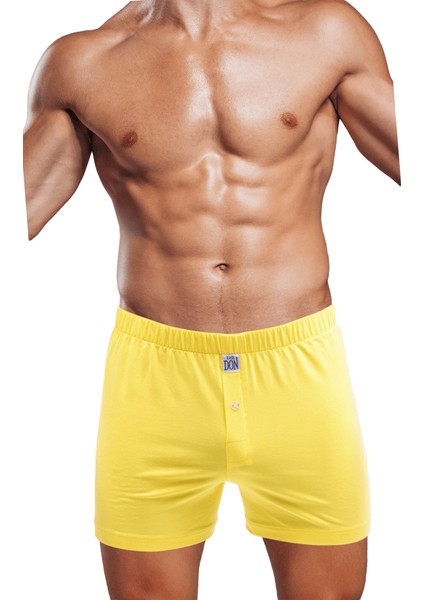 Sarı Renk Jersey Penye/Örme Erkek Boxer