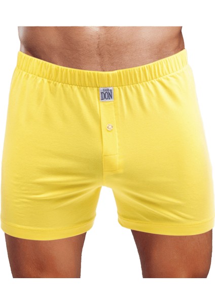 Sarı Renk Jersey Penye/Örme Erkek Boxer