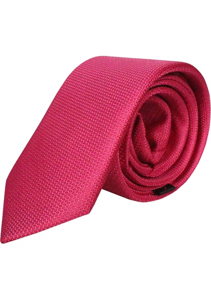 Dar Kesim Kuşgözü Desen Pembe Kravat