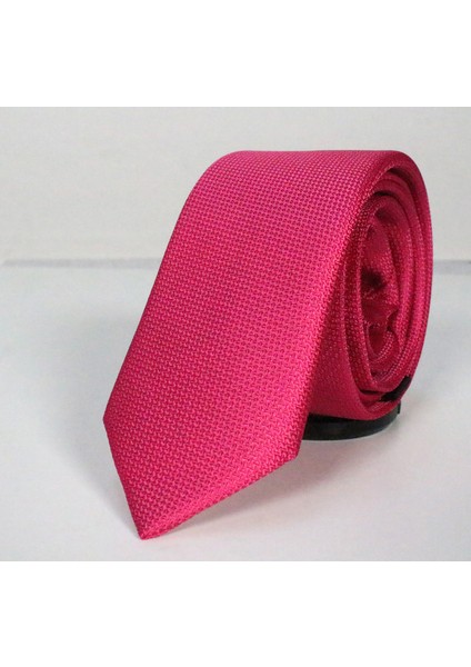 Dar Kesim Kuşgözü Desen Pembe Kravat