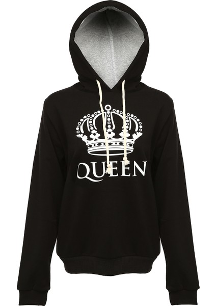 Siyah Queen Kapüşonlu Kadın Sweatshirt fiyatları