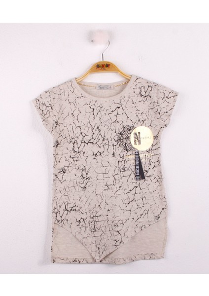 Kız Çocuk Göğsü Şerit Aksesuarlı T-Shirt