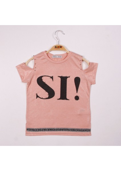 Kız Çocuk Sı Baskılı Şeritli T-Shirt