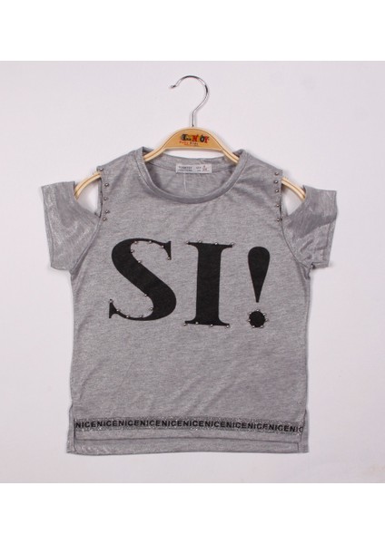 Kız Çocuk Sı Baskılı Şeritli T-Shirt