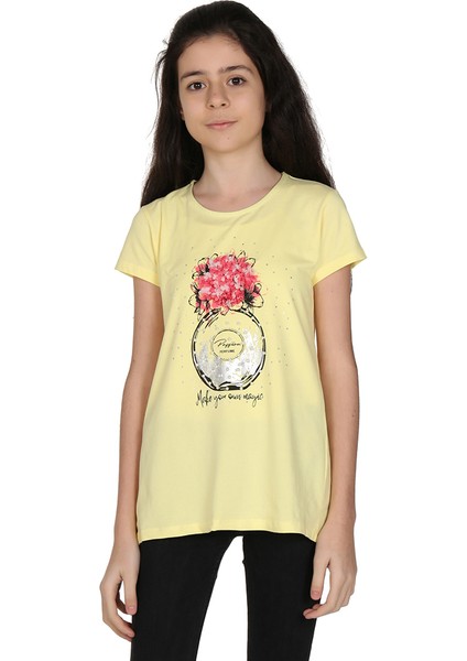 Kız Çocuk Parfüm Nakışlı T-Shirt