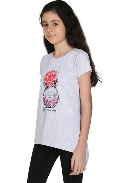 Kız Çocuk Parfüm Nakışlı T-Shirt