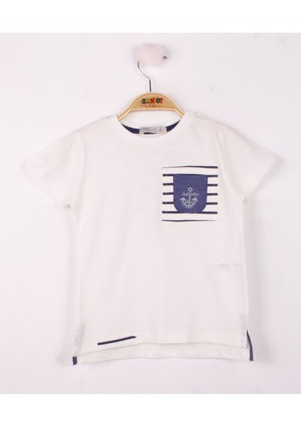 Erkek Çocuk Cep Üstü Çapa Nakışlı T-Shirt