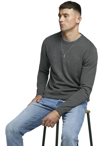 Jack & Jones Erkek DARK GREY MELANGE Sweatshirt-12137190