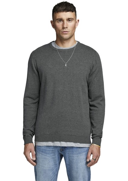 Jack & Jones Erkek DARK GREY MELANGE Sweatshirt-12137190