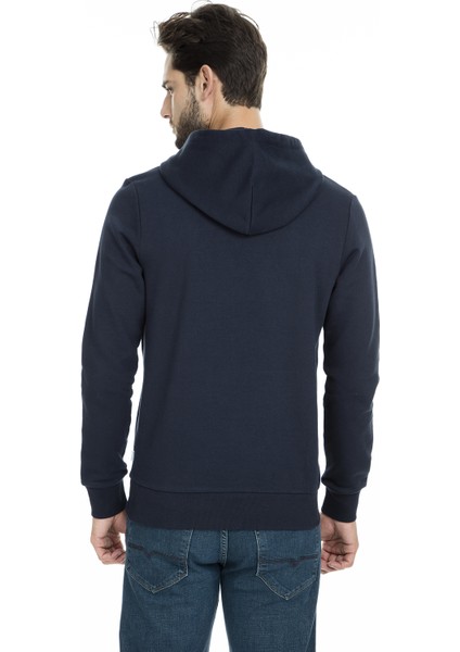 Jack & Jones Hood Corp Logo Erkek Lacivert Kapüşonlu Sweatshirt