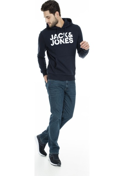 Jack & Jones Hood Corp Logo Erkek Lacivert Kapüşonlu Sweatshirt