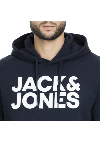 Jack & Jones Hood Corp Logo Erkek Lacivert Kapüşonlu Sweatshirt