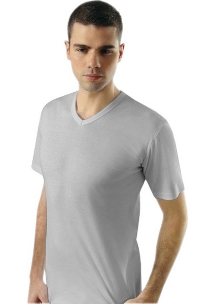 1109 3 Adet Ribana V Yaka Siyah Erkek Fanila TShirt