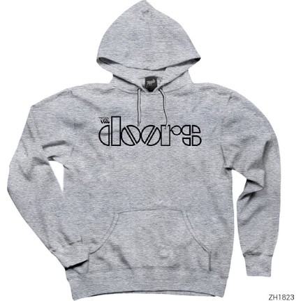 Zepplin Giyim The Doors Outline Gri Kapsonlu Sweatshirt Hoodie