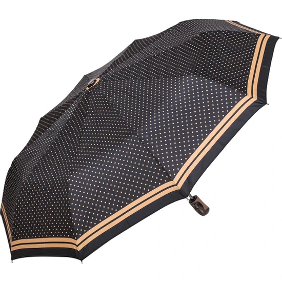 Snotline Kadın Şemsiye Mini Sarı Puantiyeli Siyah 225L