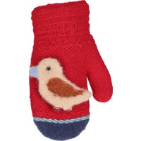 Kitti Çocuk Bebek Kışlık Eldiven Kalın Örme Kuş Figürlü 1-3 Yaş Kırmızı K84007