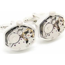 Omark Cotton Gümüşrenk Altıgen Saat Dişlisi Kol Düğmesi