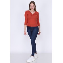 Miss Lusi 9362911 Kaşkorse Göğüs Ortası Halkalı Uzun Kol Bluz