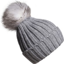 Baby Dora Ponponlu Kız Çocuk Bere Gri 3-6 yaş