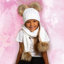 Baby Dora Çift Ponponlu Kız Çocuk Atkı & Bere Takım