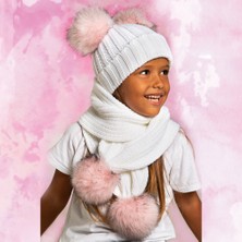 Baby Dora Çift Ponponlu Kız Çocuk Atkı & Bere Takım