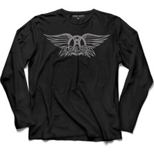 Kendim Seçtim Aerosmith Steven Tyler Black On Black Wings 3 Uzun Kollu Tişört