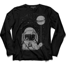 Kendim Seçtim Astronot Uzay Cosmos Ay Dünya Gezegen Galaksi 3 Uzun Kollu Tişört