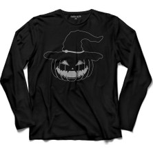 Kendim Seçtim Cadilar Bayrami Halloween Cadi   Skull Uzun Kollu Tişört