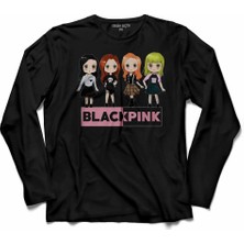 Kendim Seçtim Chibi Black Pink Blackpink Müzik Güney Kore Uzun Kollu Tişört